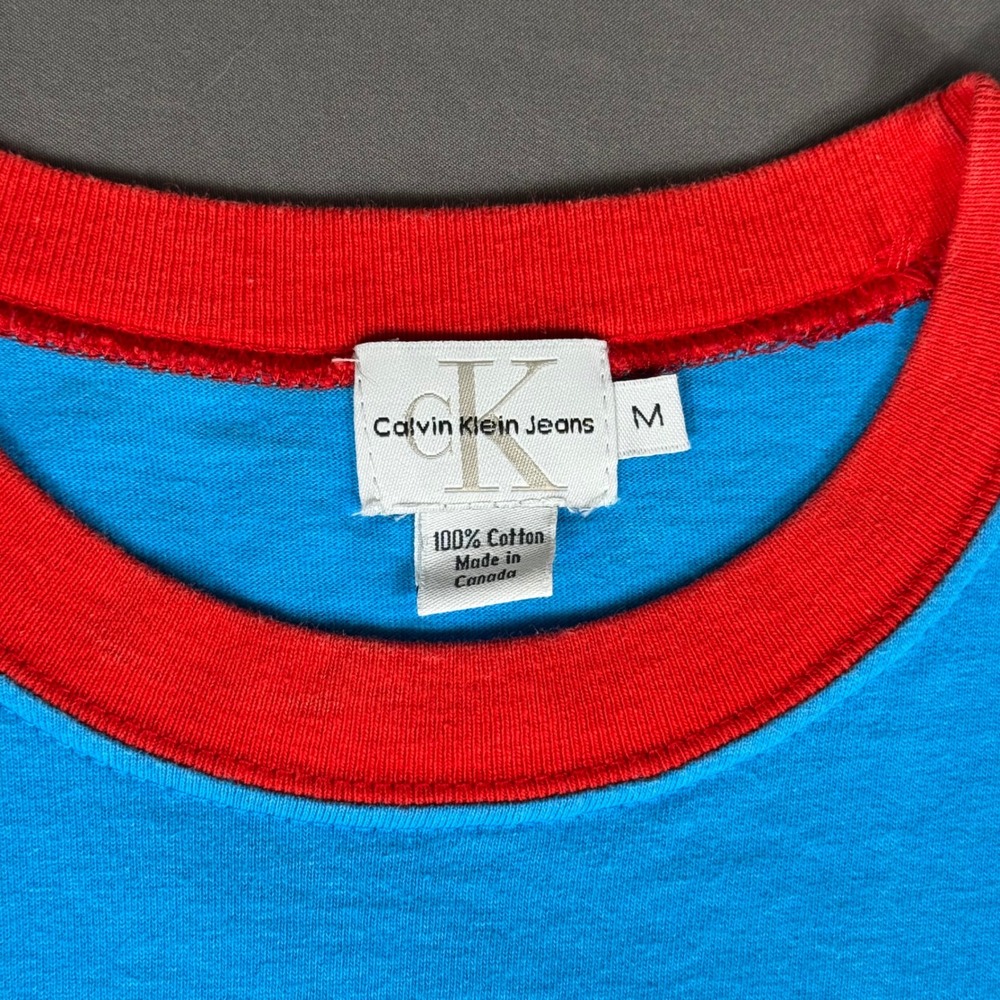 Calvin Klein CK Jeans Vintage Blue Unisex Medium T Shirt 90s Y2k - Picture 4 of 8